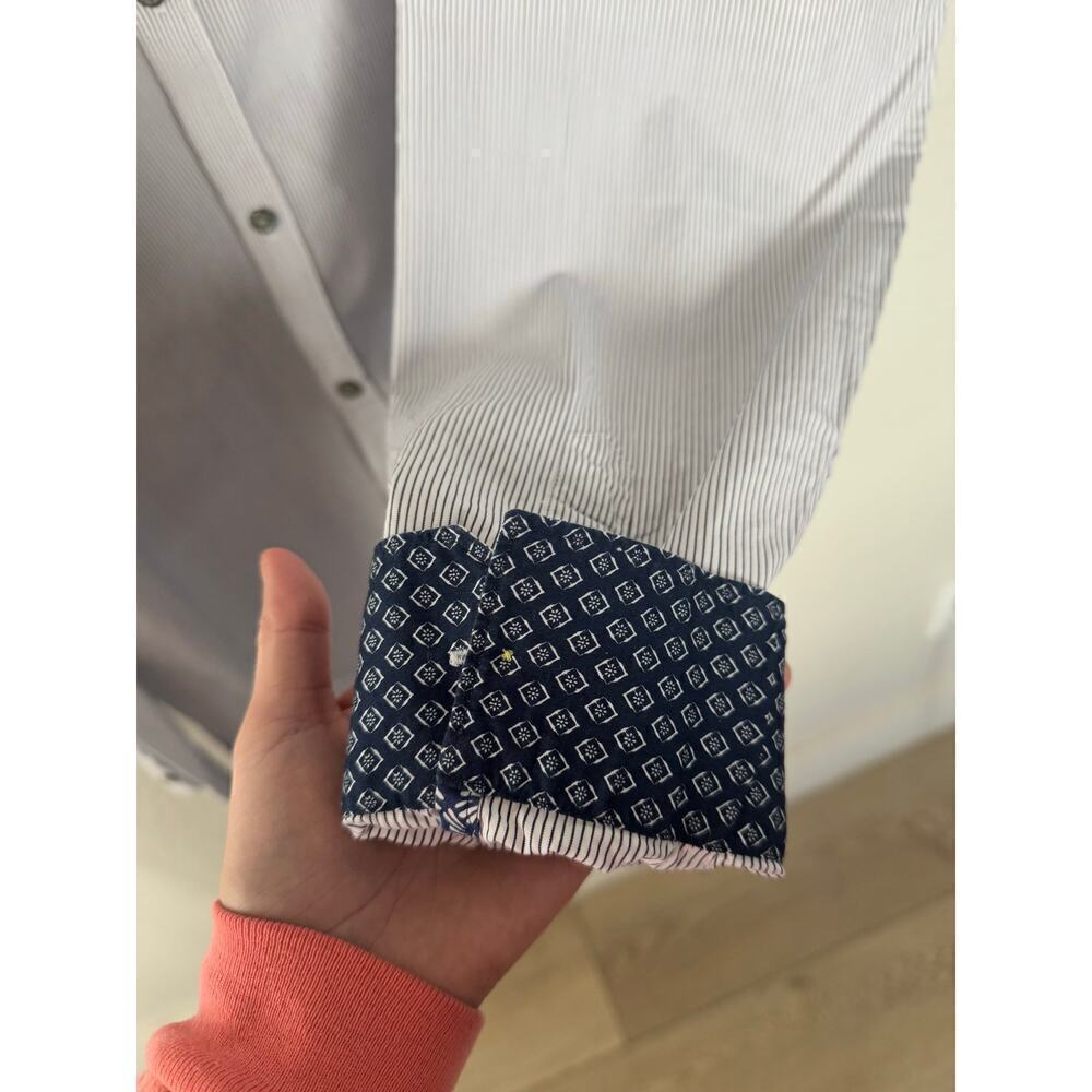 Ted Baker White and Blue Pinstriped Long Sleeve Shirt Size 6 - Picture 5 of 5